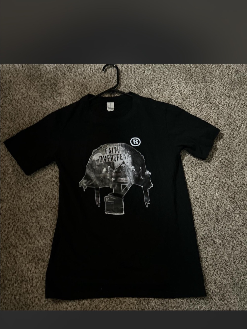 Black Graphic Tee with White Drip Print